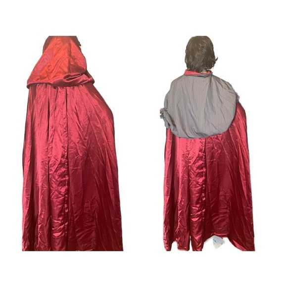 Renaissance fair red satin cape - Picture 2 of 10